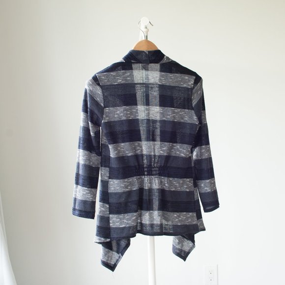 Navy striped open-in-the-front sweater Size Small - Picture 6 of 9